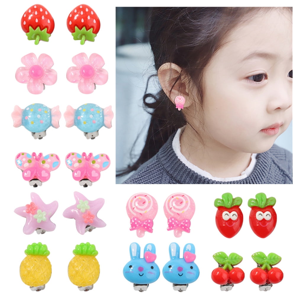 10 Pairs Non pierced Earring Cartoon Cute Clip on Earring Stud