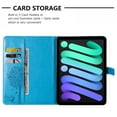 thumbnail image 2 of Case for iPad Mini 6 2021 (8.3 Inch) 6th Generation Case, Embossed Cat & Tree PU Leather Retro Shockproof Magnetic Clasp Wallet Card Slots Folio Kickstand Cover for iPad Mini 6th Gen, Blue, 2 of 6