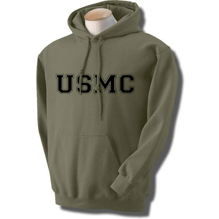 Military Crew Sweatshirt - USMC Athletic Marines Hooded Sweatshirt in Military Green