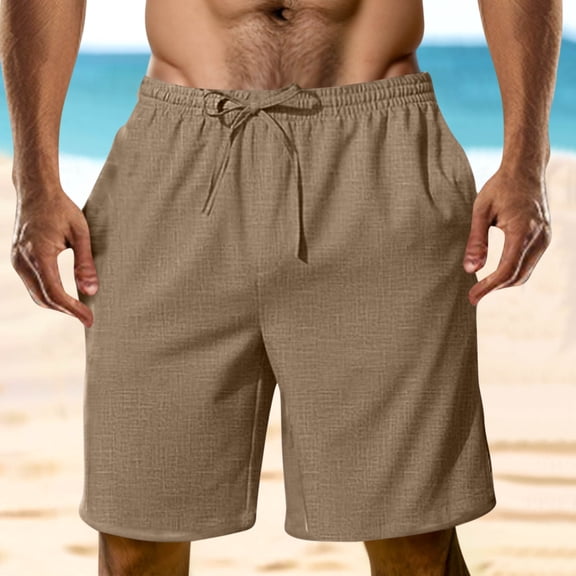 qolati Mens Casual Shorts Elastic Waist Drawstring Gym Workout Shorts Classic Fit Lightweight Summer Beach Shorts with Pockets 2025 Coffee S