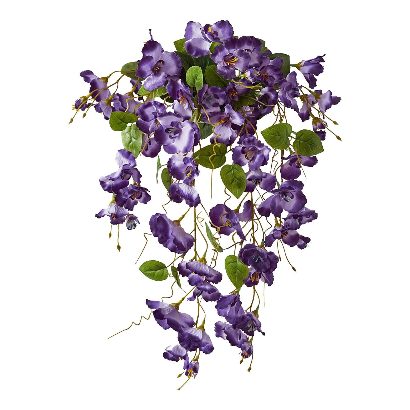 4pcs Artificial Fake Hanging Hibiscus Flowers Plants Baskets for Outdoor Outside Spring Summer Decoration, Faux Silk Hibiscus Long Vines in Planter UV Resistant Realistic Flowers
