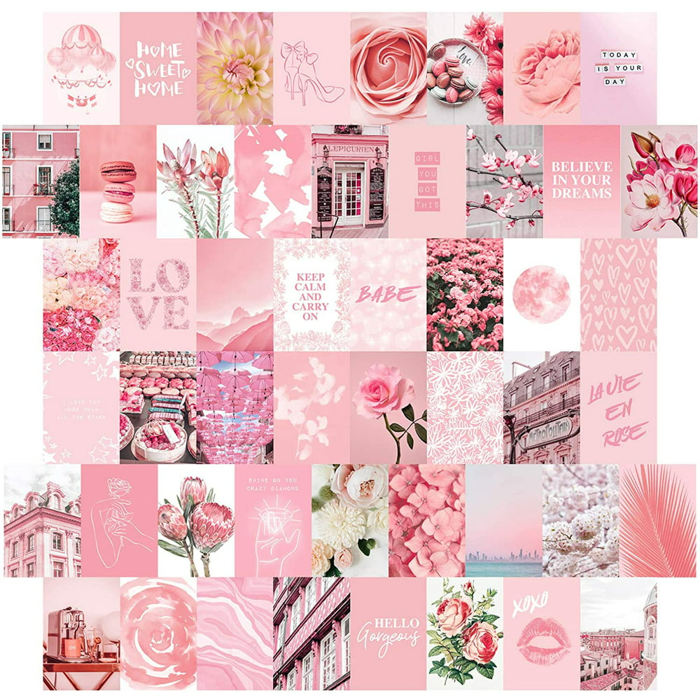 Pink Wall Collage Kit Aesthetic Pictures 50 Set 4x6 - Walmart.com ...