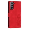 thumbnail image 3 of Leather For Samsung Galaxy S21 5G Case Tulip Embossed 5-card  Flip Wallet Leather Case with Card Holder Magnetic Closure  Phone Cases Cover,Red,For Galaxy S21 5G, 3 of 7