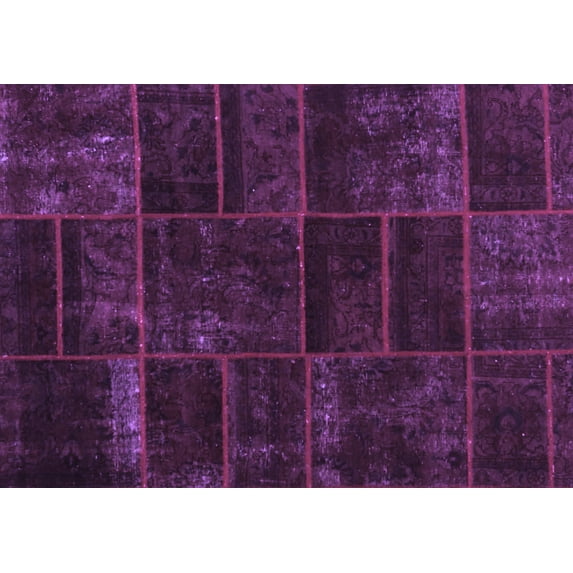 Ahgly Company Indoor Rectangle Abstract Purple Contemporary Area Rugs, 5' x 8'