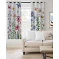 thumbnail image 2 of Spring Floral Kitchen Curtains Pink Blue Flowers Butterfly Wooden Cafe Short Curtains for Bathroom Blackout Window Curtain Grommet Small Window Treatment Tier Drapes for Bedroom Living Room 42"x45"x2, 2 of 9