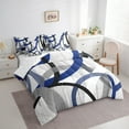 thumbnail image 3 of Manfei Geometric Circles Twin Bedding Sets 7pcs, Gray Blue Black Bedding Comforter Set, Contemporary Abstract Art Sheet Sets, Microfiber Bedroom Decor, 3 of 8