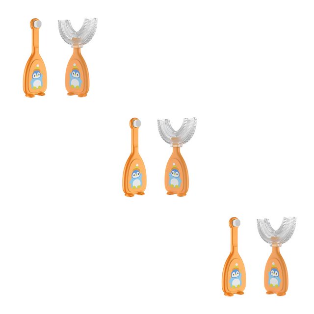 Soidarity 2 uds cepillo de para bebé portátil 2-12 años mordedor 360 grados en forma de U cepillo de de silicona para niños pequeños naranja Type1 NO1