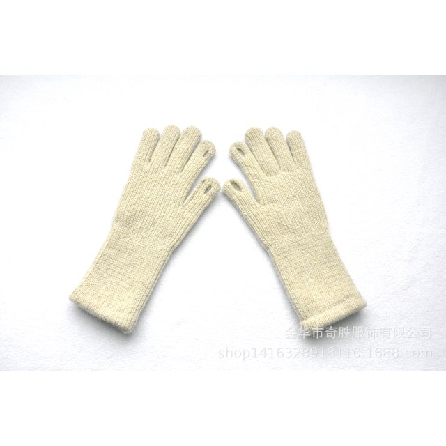 Guantes de invierno de punto de cinco dedos con puños extra largos y forro de terciopelo de jacquard para niñas coreanas
