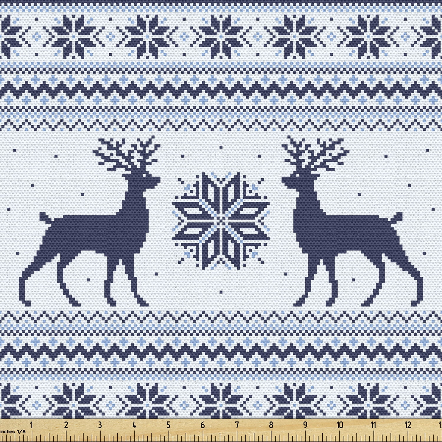 Nose to Nose, Christmas Fabric Squares, Snowman, Deer, Birds, Blue