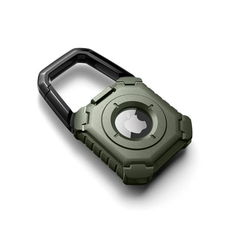 Dexnor Cases for AirTag Holder Air Tag Case with Carabiner & Locking Design Shockproof Anti-Scratch TPU Covers Holders with Open Face & Raised Edge for Keys Pets Luggage Green