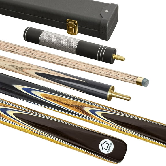 HomeSeason 57" Snooker Cue Stick 18oz 3/4 Jointed Pool Cue, with Extension, Cue Case, Durable Ash Wood and Ebony Construction Billiards Cue