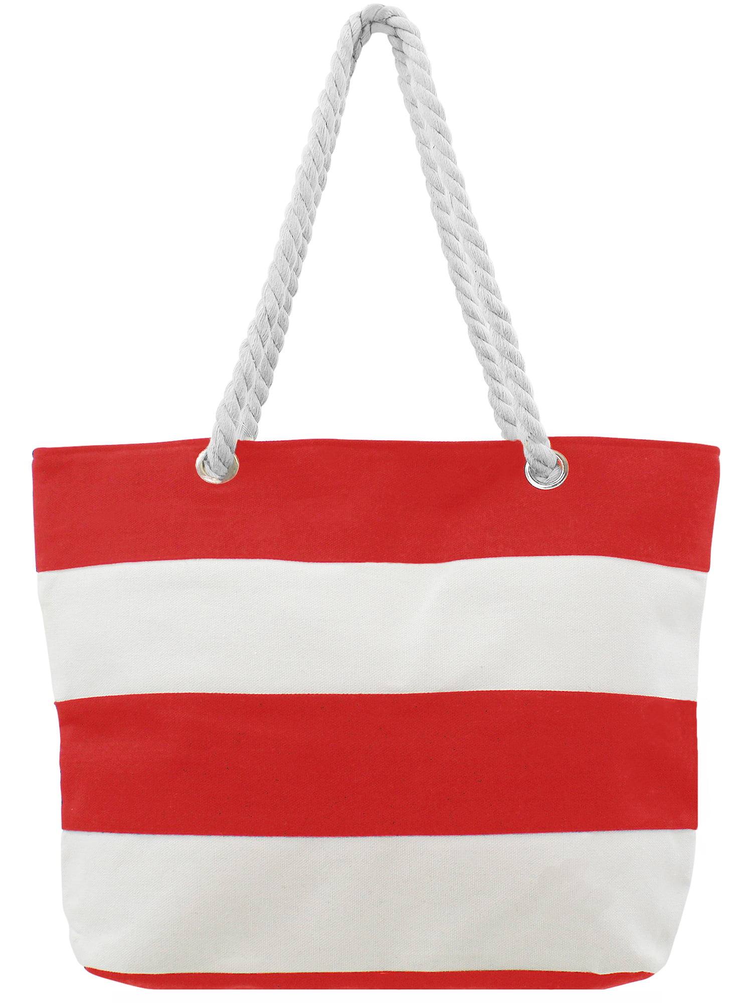 Lux Accessories Women's Small Red and White Stripe Tote Beach Bag