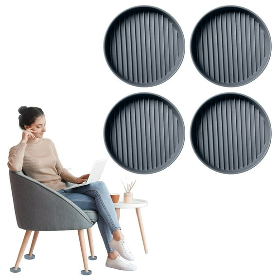 Round Rubber Caster Cups, Non Slip Furniture Pads, Anti-Slip Gripper, Heavy Duty Anti Skid Furniture Feet, Anti Slide Floor Protector for Bed Couch Table Chair Stoppers (Grey/4 Pack) 2.0x2.0"