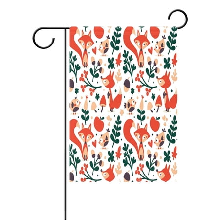 POPCreation Cute Fox Owl Garden Flag Polka Dot Outdoor Flag Home Party 12x18 inches