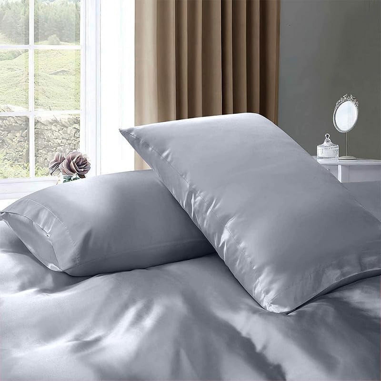 Vogue Linen Pure Mulberry Silk Duvet Cover - 30 Momme 6A Graded Silk - 1 Piece Duvet Cover Oversized Queen 92" x 98", Silver