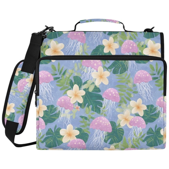 ALAZA Zipper Binder Pink Jellyfish Pattern 2 inch 3 Ring 500 Sheet Capacity Trapper Keeper File Folder Organizer Bag