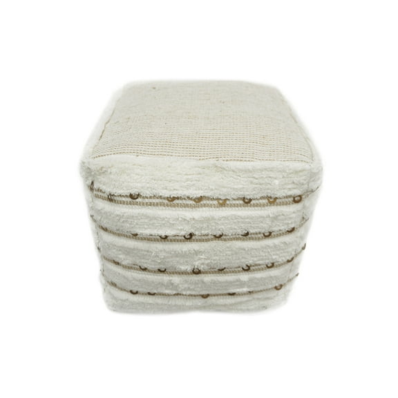 Home&Manor Wool Cotton Sherita Cube Pouf