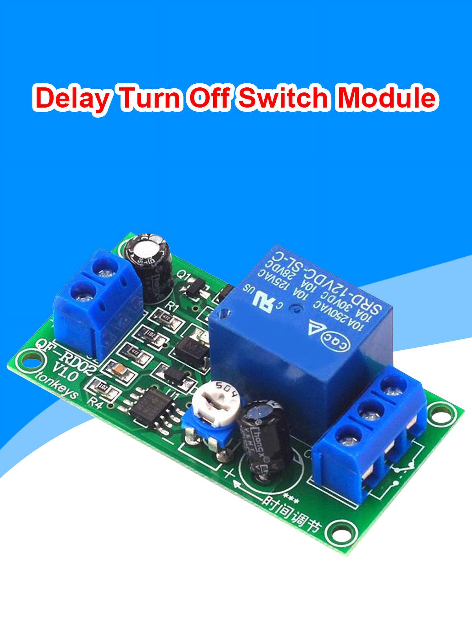 CHAXIN 12V DC Time Delay Relay Module NE555 0-60 Seconds Adjustable ...