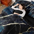 thumbnail image 4 of Homewish Marble Texture Road 7-Piece Twin Bedding Sets,Modern Fluid Art Bedding Comforter Set,Gold Black Blue Sheet Sets For Girl,Microfiber Room Decoration Reversible, 4 of 8