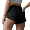 thumbnail image 5 of hotojiny Women Jean Shorts Trendy Side Lace up Hot Pants Comfy Stretchy Fringed Denim Shorts Streetwear M-3XL, 5 of 5