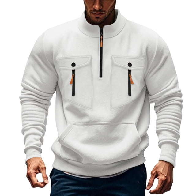 pstuiky camisas de manga larga para hombre, Sudadera con capucha y cuello alto de manga larga de color liso para hombre tops de invierno para hombre xxxl