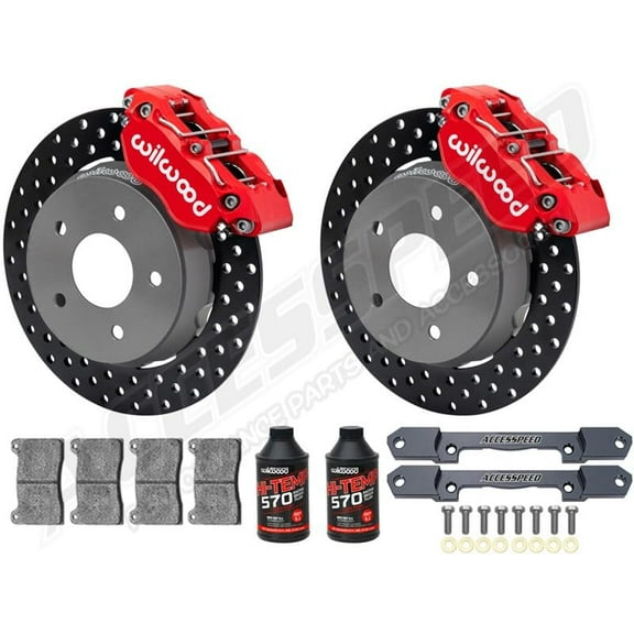 Wilwood Front UTV Big Brake Combo with FREE Brake Fluid Red Calipers and Drilled Rotors for 2022-up Polaris RZR Turbo & Pro R