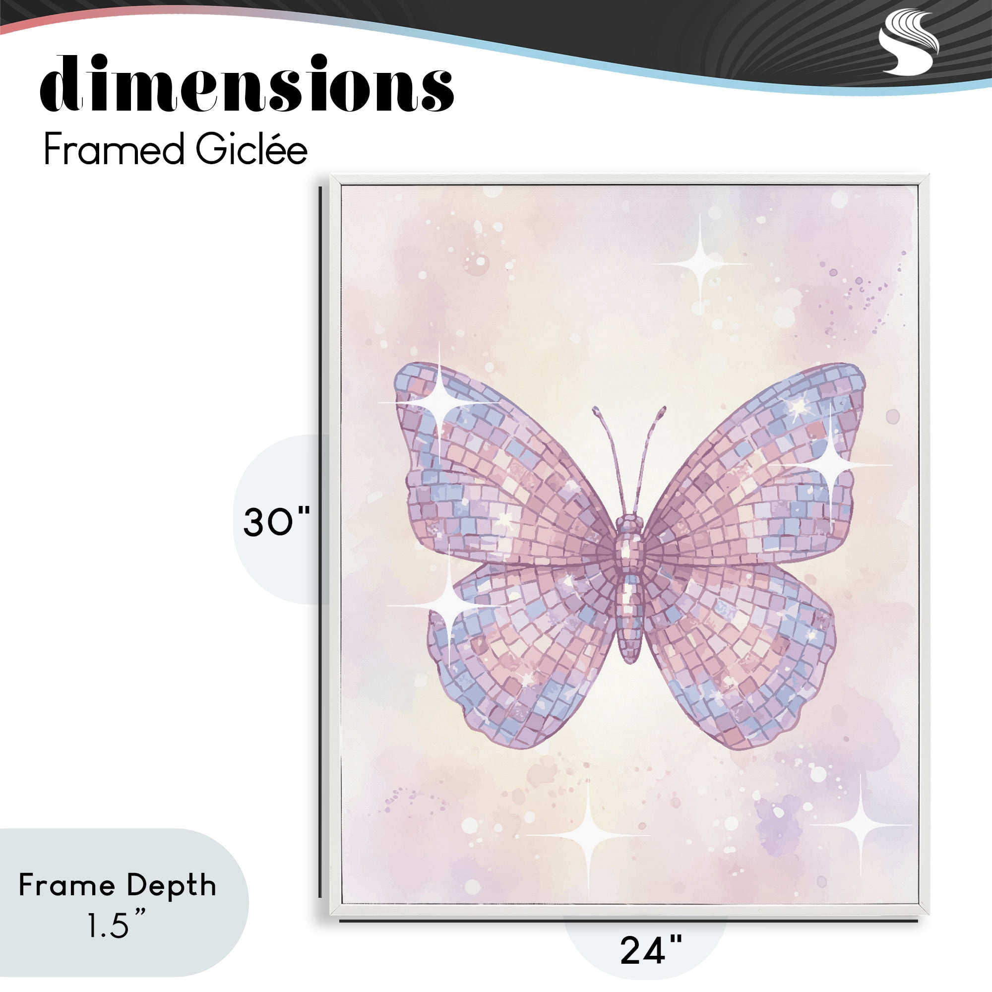 Stupell Industries Delicate Disco Butterfly White Framed Giclee Art, design by Lil' Rue