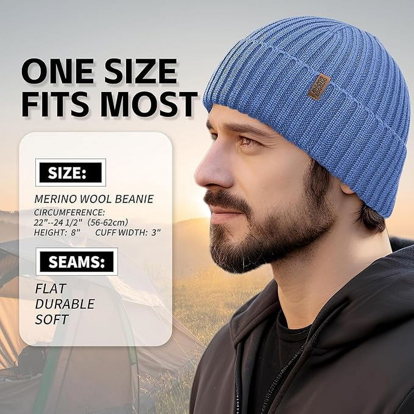 Merino Wool Beanie for Men & Women, Unisex Daily Cuffed  display picture 1