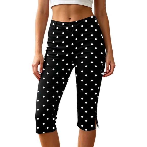 2026 New Women Side Slit Capri Pants Stretchy Slim Fit Capris Yoga Leggings Y2k Knee Length Going Out Cropped Pants(Black,S)