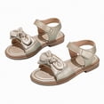 thumbnail image 5 of kpoplk Girls Open Toe Princess Flat Sandals Rhinestone Summer Dress Shoes(Gold,11), 5 of 6