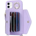 thumbnail image 6 of for iPhone 11 Case Wallet with Strap for Women - Crossbody Lanyard, Zipper Pocket, Credit Card Holder, Ring Stand - RFID Blocking Phone Wallet Case for iPhone 11 (6.1 inch,Purple), 6 of 17