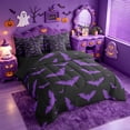 thumbnail image 2 of Homewish Gothic Halloween Bat 7-Piece Twin Bedding,Purple Silhouette Print Bedding Comforter Set,Black Violet,Black Reversible, 2 of 8