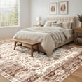 thumbnail image 3 of Nefoso 8ft x 10ft Vintage Area Rugs, Washable Area Rugs for Living Room Bedroom Kitchen Home Decor, Non-Slip Carpet, Brown, 3 of 5