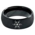 thumbnail image 2 of Tungsten Boho Flower Circle Band Ring 8mm Men Women Comfort Fit Black Dome Brushed Polished, 2 of 4