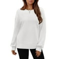 thumbnail image 4 of Duoif Fall Sweatshirts for Women, Women's Cute Crewneck Pullover - Oversized Fleece Winter Top Womens Sweatshirt White XXL, 4 of 8