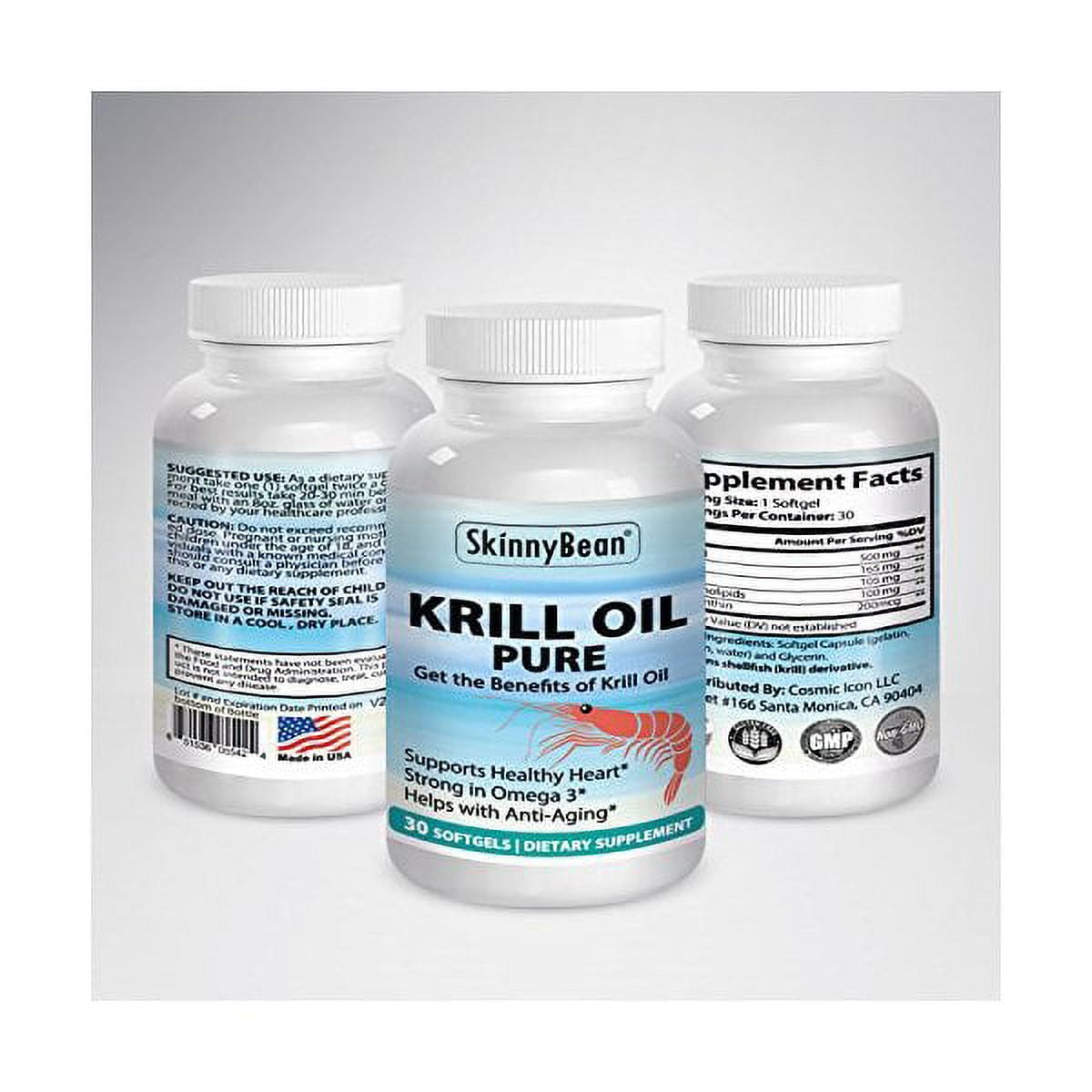 Skinny Bean Krill Oil PURE softgels vitamins extra strength supplement