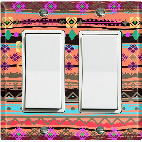 Metal Light Switch Plate Cover Colorful Ethnic Aztec Tribal Art Pattern SFR062