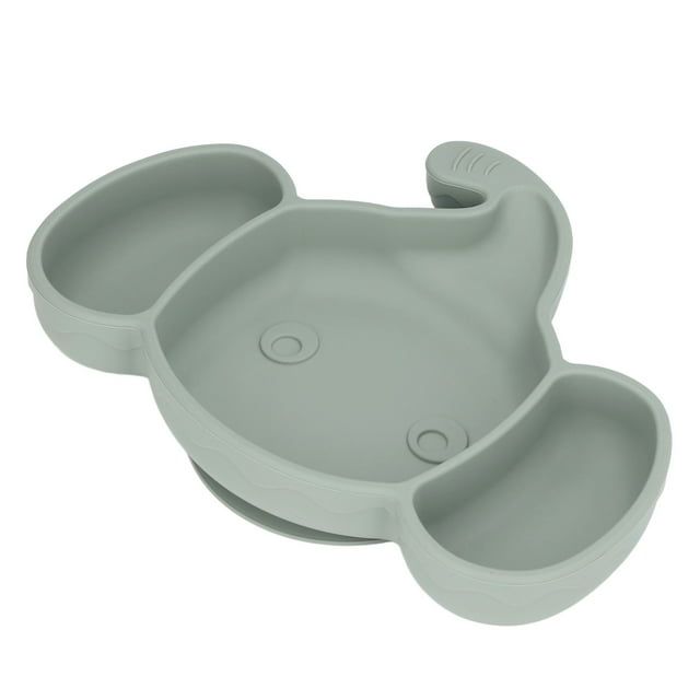 Platos divididos de silicona con succión, plato de succión para bebé, lindo plato de succión para bebé con forma de elefante, diseño revolucionario