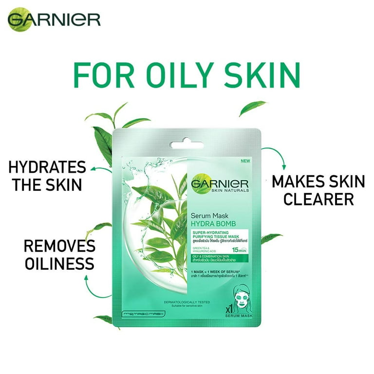 Ambient Kompleks helt bestemt Garnier Skin Naturals Green Tea Face Serum Sheet Mask 32g & Hydra Bomb Eye  Serum Mask (Orange) 6g - Walmart.com