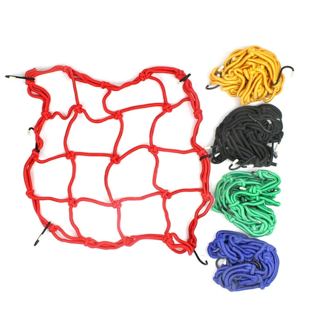 Bolsa de malla para motocicleta, red elástica para depósito de combustible, portacasco con 6 ganchos para moto, scooter, 30 x 30 cm (color aleatorio)