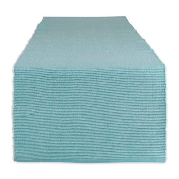 Aqua & White 2-Tone Ribbed Table Runner 13x108"