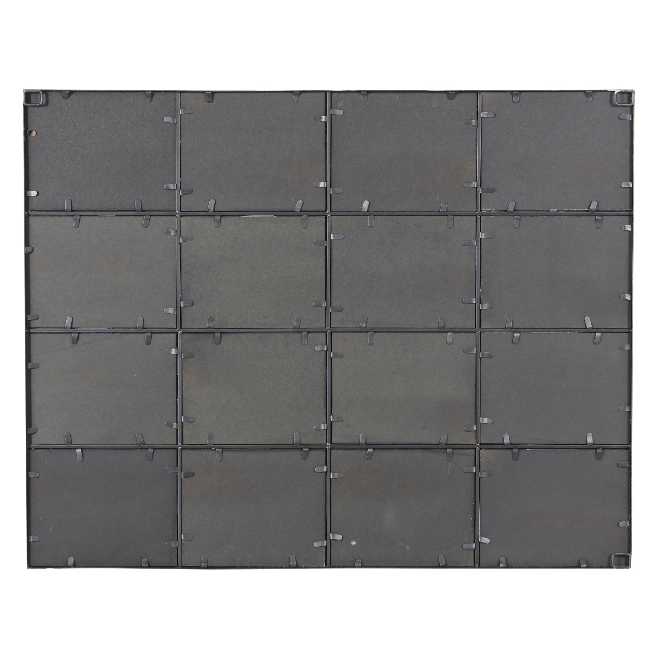DecMode 35" x 45" Black Window Pane Inspired Wall Mirror