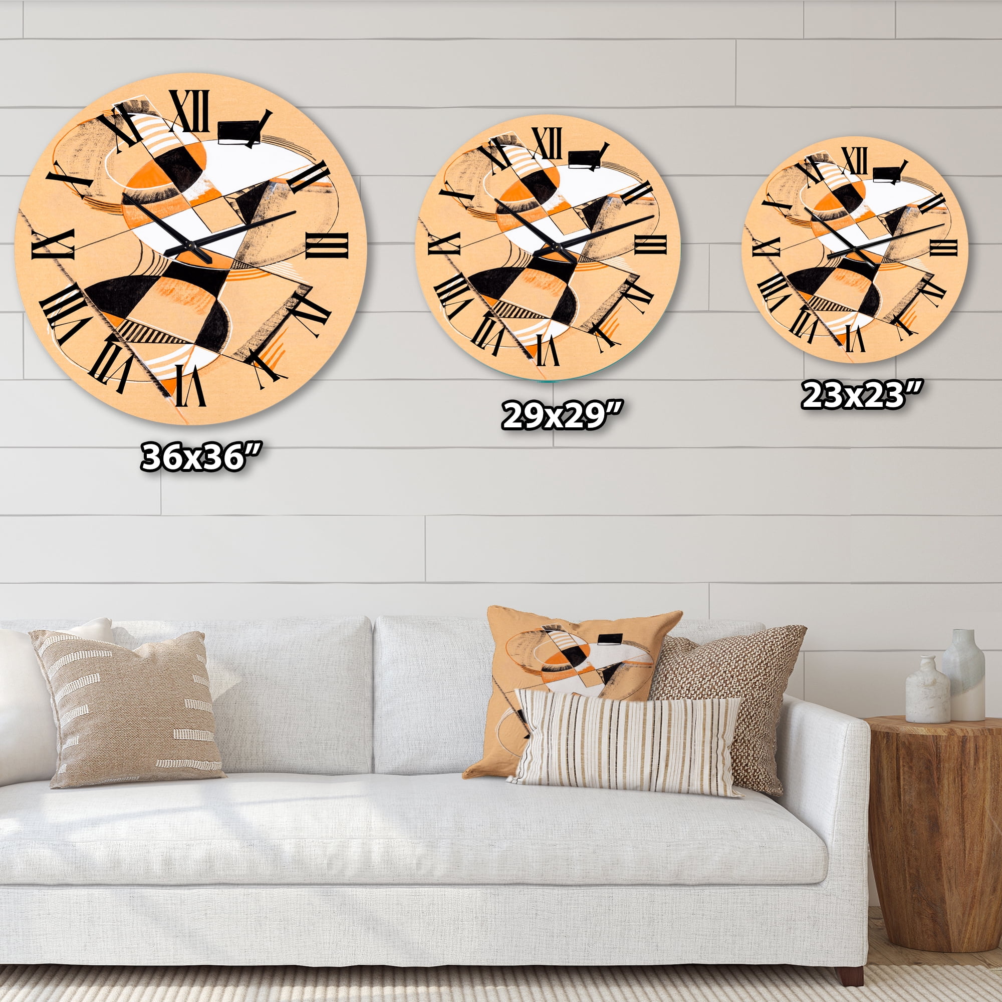 Designart 'Colored Geometric Abstract Compositions V' Modern Wall Clock