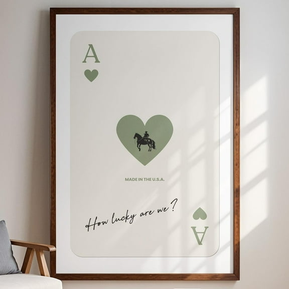 How Lucky Are We Print, Cowboy Wall Art, Western Print, Playing Card Poster, Vintage Western Wall Art, Ace Of Hearts Print, Trendy Wall Art Wall Art, Modern Wall Decor, 8x12 UNFRAMED