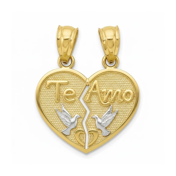 Charm America - Gold Break-Apart Te Amo Heart Charm - 10 Karat Solid Gold