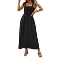 thumbnail image 4 of Txlixc Vestidos de Verano para Mujer, Estampado Floral/Diseño de Color sólido Sin Mangas Correa de Doble Lado Pliegues en el Pecho Vestido Largo de Playa Txlixc Moda, 4 of 7