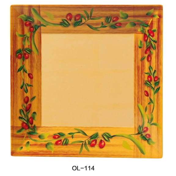 Yanco OL-114 14 in. Square Plate, Olive - Pack of 12