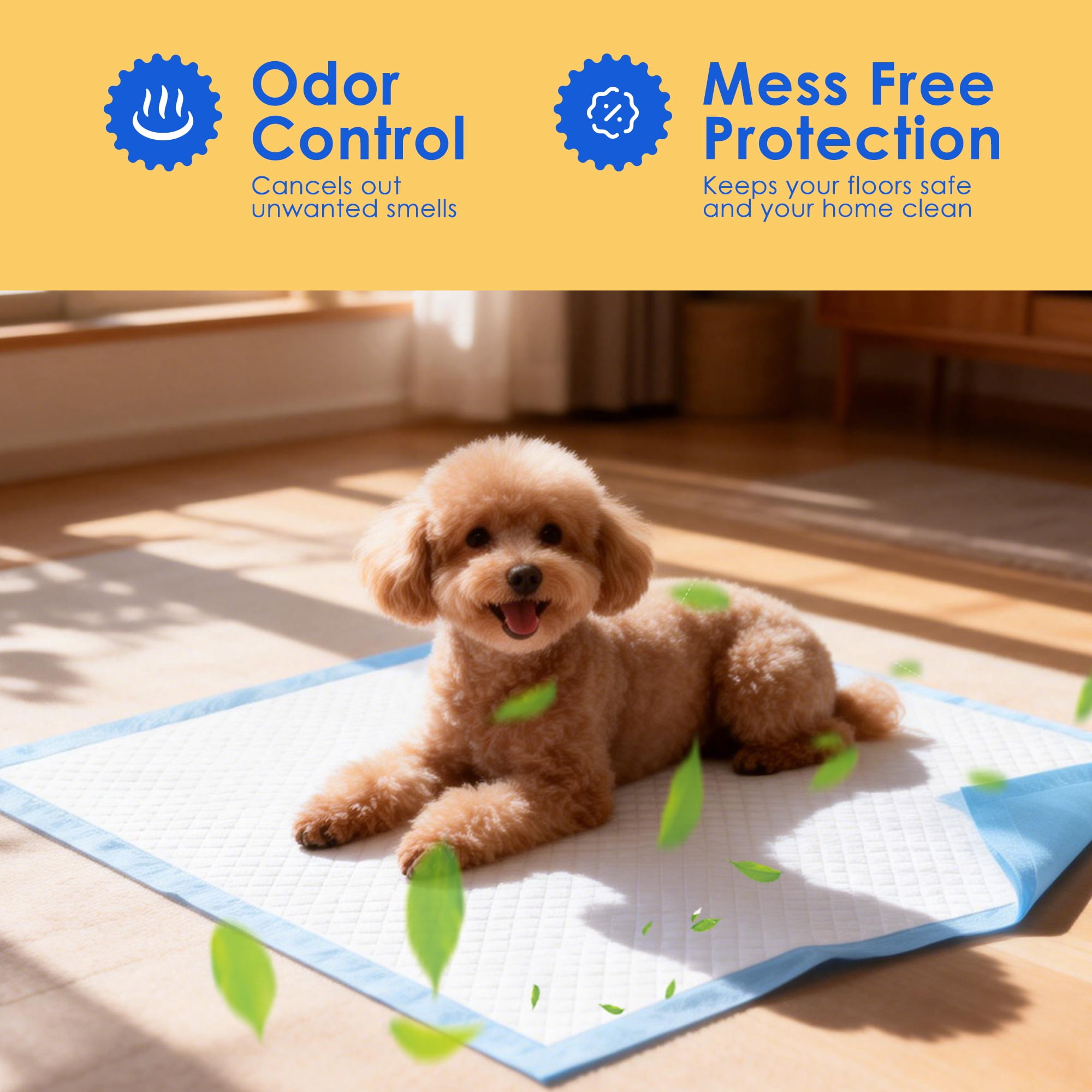 ZDSSY Puppy Pads, 22" x 22", 100 Count Dog Wee Wee Pads with Powerful Absorbency - Quick-Dry Puppy Pee Pads Pet Potty Training -100 Pack