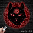 thumbnail image 4 of Handmadetneonsign Black Cat With Pagan Symbols Metal Wall Art LED Light, Cat Pentagram Metal Sign, 4 of 5