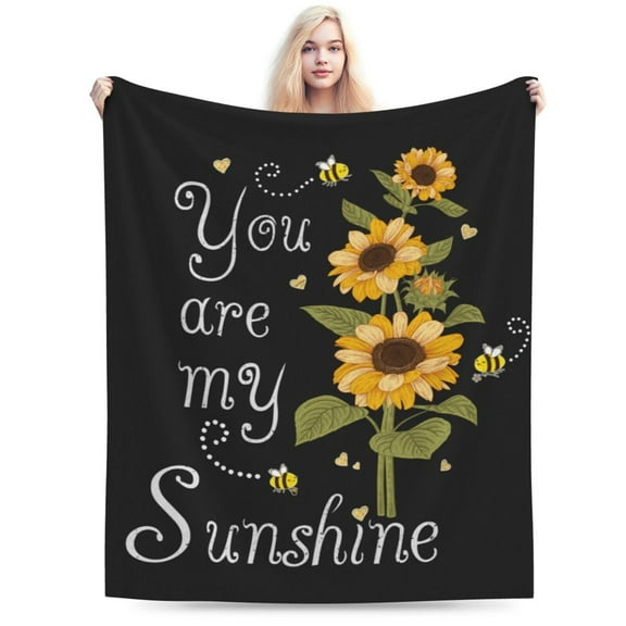 Sunflower Sunshine Blanket, Gifts for Adult Throw Blankets, Lightweight Cozy Warm Flannel Blankets Throw for Home Decor Bed Couch XS